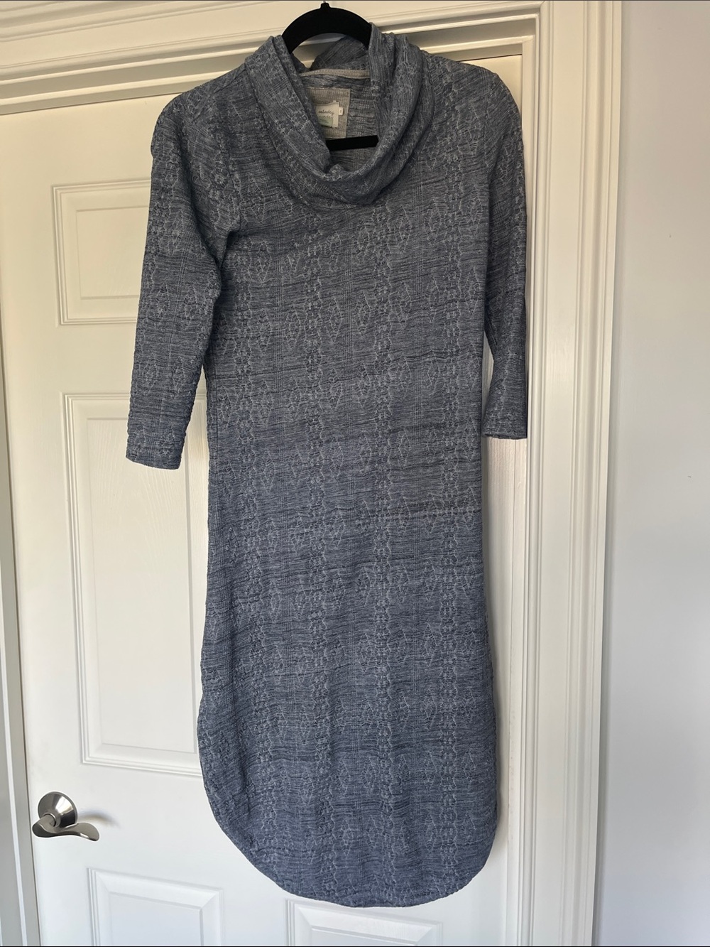 Anthropologie Heathered Slate Gray Cowl-Neck Midi Dress